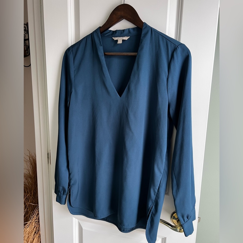 Banana Republic Deep Teal Blue V-Neck Blouse